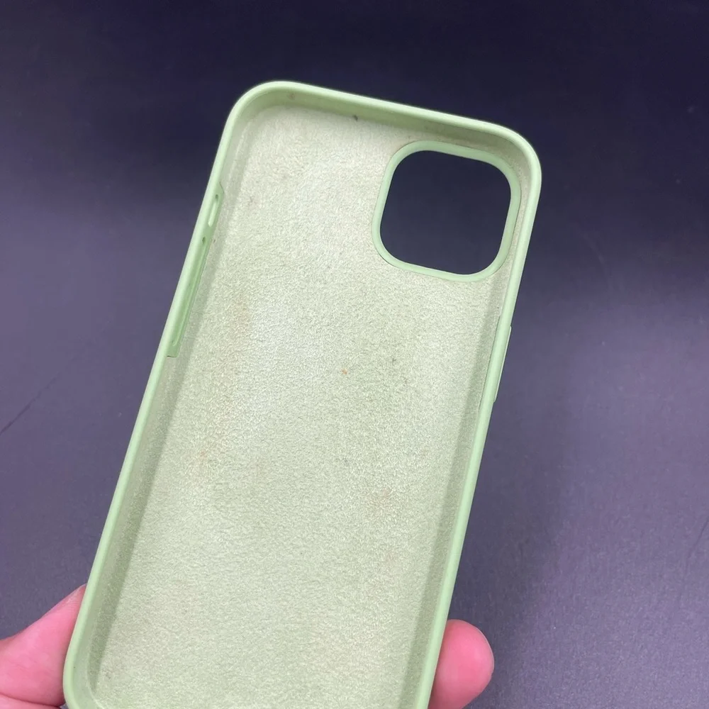 iPhone 13 case plain green silicone phone case